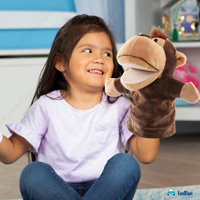 FunBlast دمى اليد للأطفال – دمى حيوانات محشوة مع فم متحرك، دمى سرد القصص للأطفال، لعبة دمى اليد، ألعاب تعليمية ممتعة (قرد) - Image 2