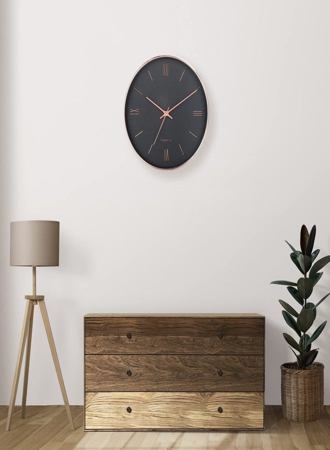 De'rons De’rons 12 Inches Non Ticking Silent Quartz Round Designer Plastic Wall Clock for Home Kitchen Bedroom Hall Living Room Office (DC-105RRF-Black) - Image 2