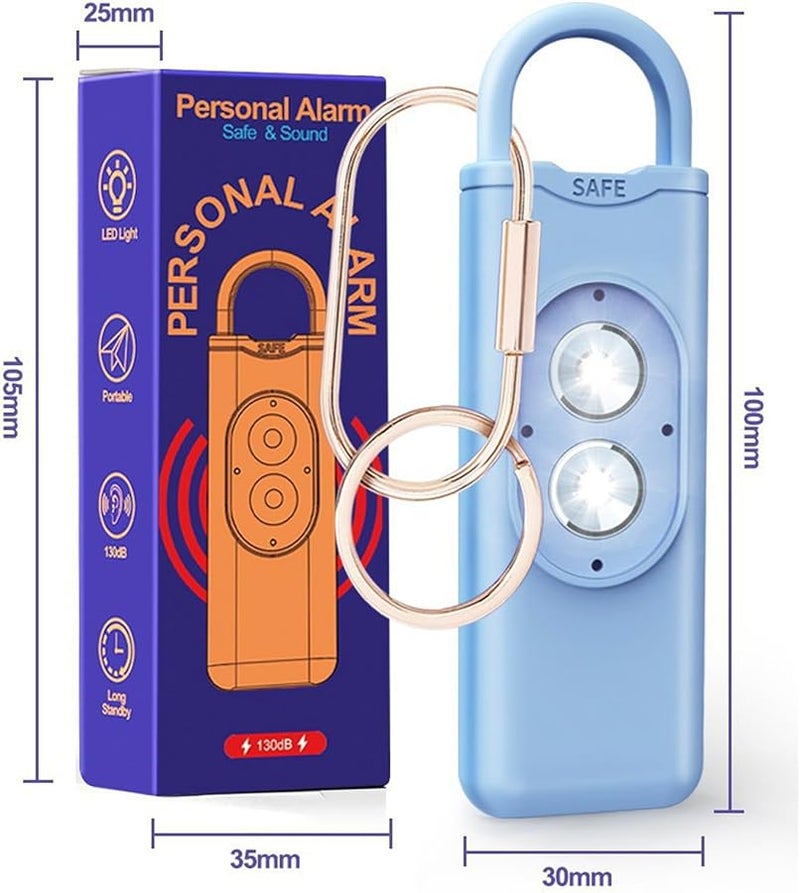 White Personal Alarm Rechargeable with Bright LED Flashing and Loud Sound for Self Defense Keychain - Image 4