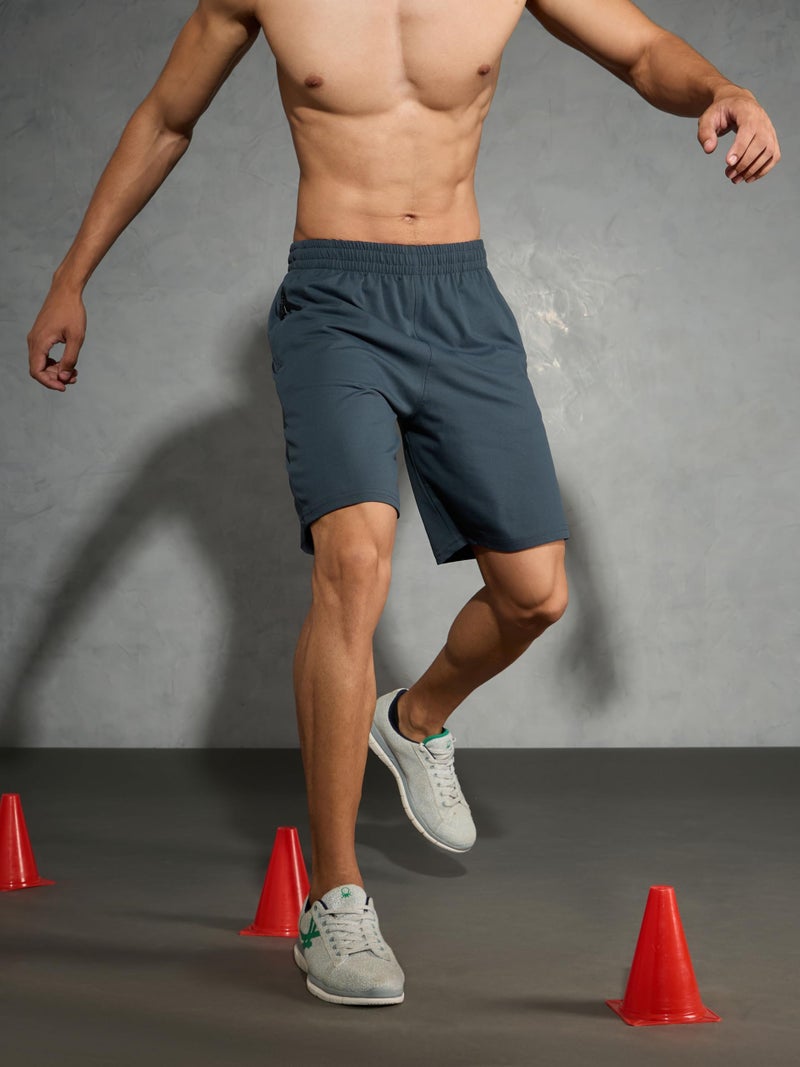 TECHNOSPORT Mens Slim Fit Shorts for Gym, Workout & Sports - (MSOR66DCN_Dark Carbon_2XL) - Image 4