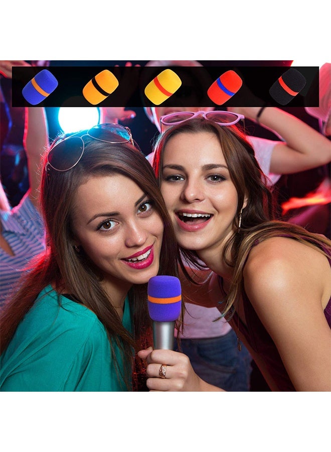 10 Pack Colorful Foam Microphone Windscreens, Handheld Mic Covers with Color Ring for Noise Reduction & Protection, Fits Most Standard Mics, 5 Colors - Image 2