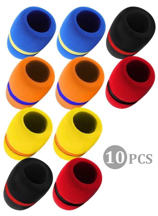 10 Pack Colorful Foam Microphone Windscreens, Handheld Mic Covers with Color Ring for Noise Reduction & Protection, Fits Most Standard Mics, 5 Colors - Image 1