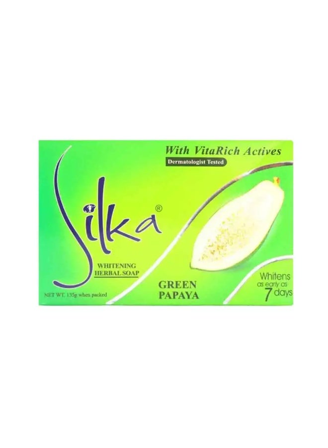Silka Green Papaya Whitening Herbal Soap with Vita Rich Actives- 135gms - Image 1
