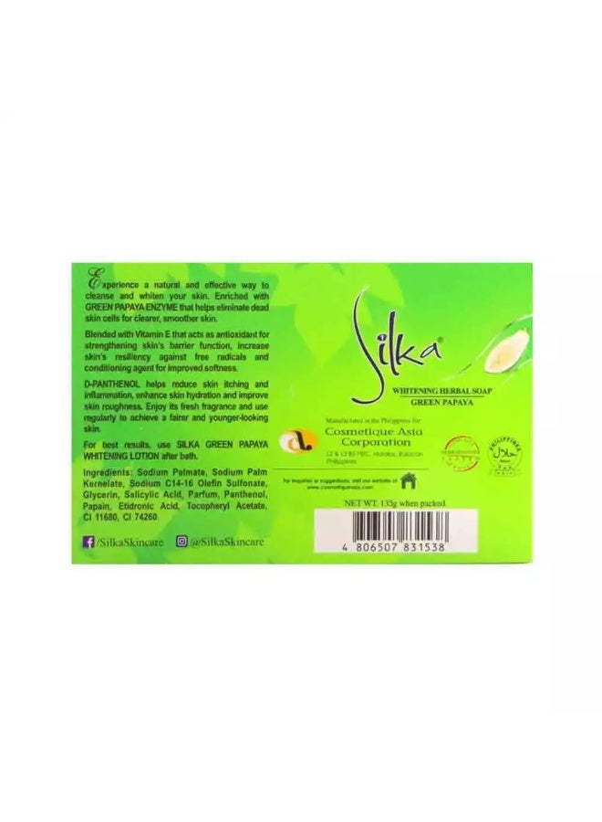 Silka Green Papaya Whitening Herbal Soap with Vita Rich Actives- 135gms - Image 2