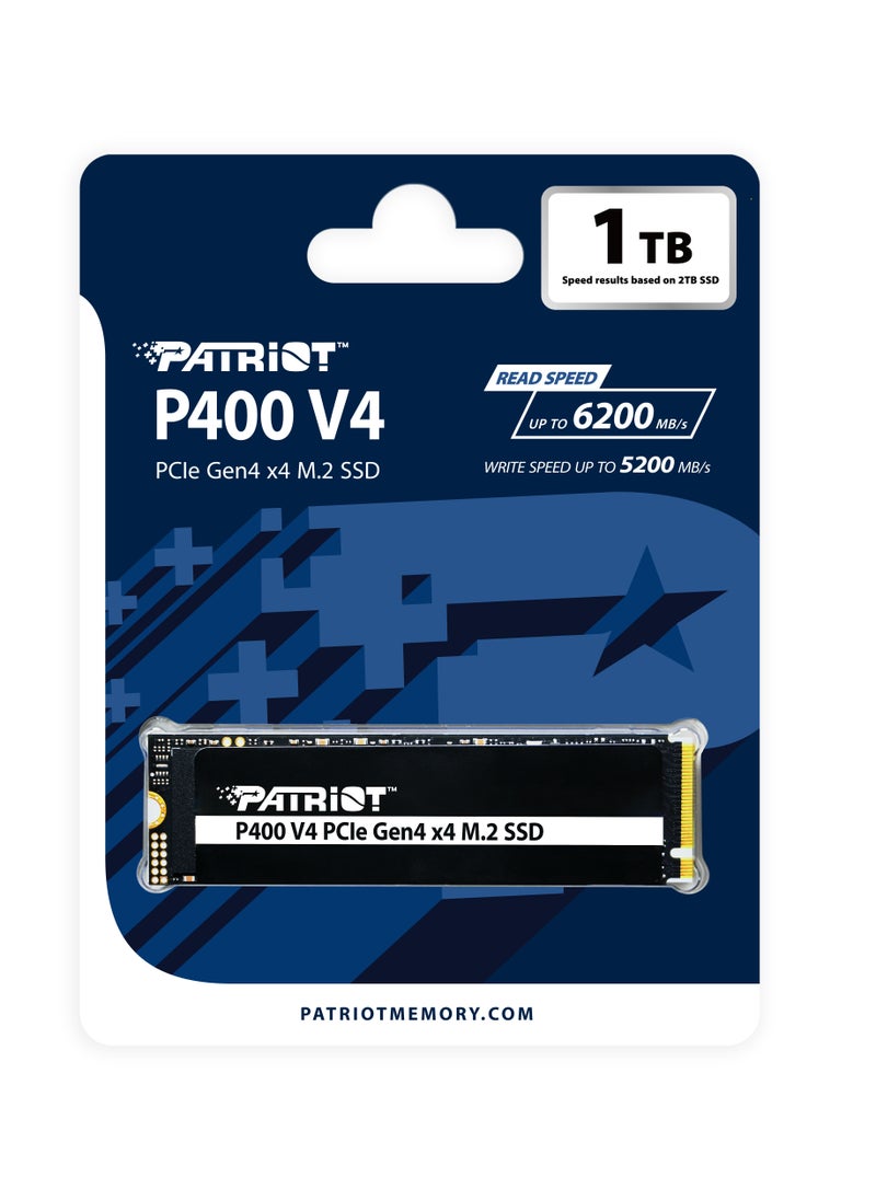 P400V4 1TB M.2 2280 NVMe Internal SSD, Up to 6200MB/s Read, 5200MB/s Write Speed, Gen 4.0x4 NVMe PCIe Performance,Compatible with PS5, Desktop computer, Laptop, Graphene Heat Shield, 1280TBW Endurance| P400V4-1TB