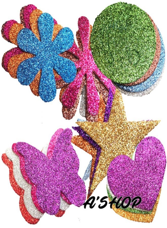 A'SHOP Mixed Shaped Glitter Eva Foam Big Stickers for Art & Craft for Kids (Set of 48 Pieces) - Image 2