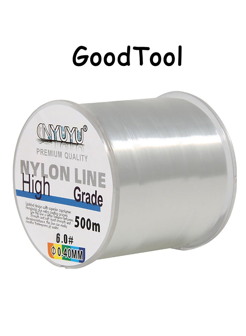 GoodTool Nylon Transparent Fishing Line 500M x 0.4mm Clear Invisible Professional Fishing Cord for Fishing Beading Crafts Hanging Decorations Kites Outdoor Use - Image 1