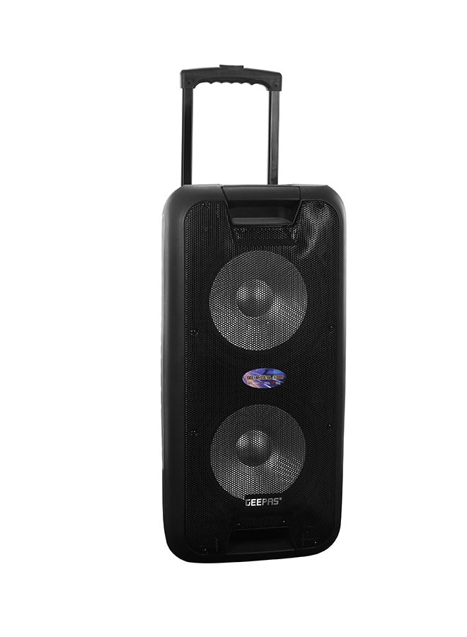 GEEPAS Portable And Rechargeable Professional Speaker- 10 Inch- Wireless Microphones, Battery Rechargeable | 50000 PMPO | Portable Woofer With Trolley Handle Black - Image 3