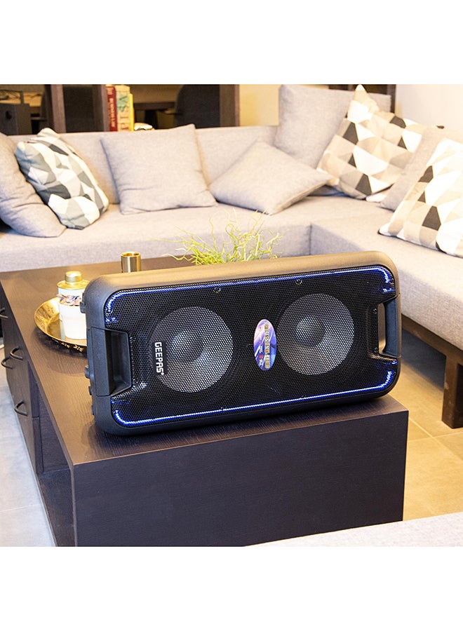 GEEPAS Portable And Rechargeable Professional Speaker- 10 Inch- Wireless Microphones, Battery Rechargeable | 50000 PMPO | Portable Woofer With Trolley Handle Black - Image 4