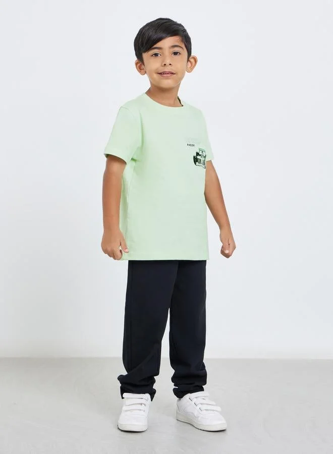 Styli Styli Boys Green Race Car Graphic T-Shirt