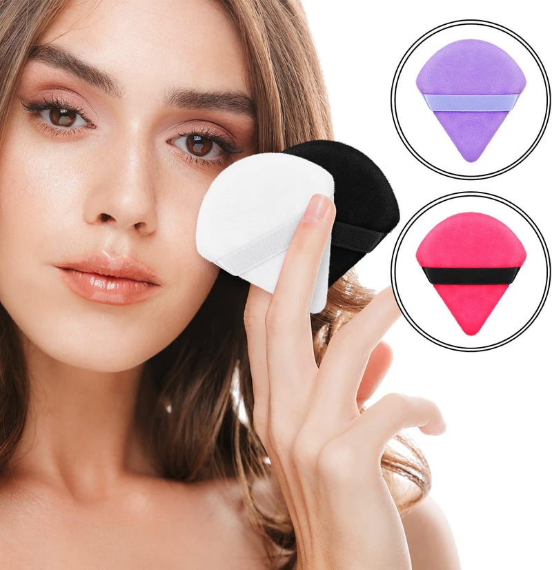 Maitys 12-Piece Triangle Powder Puff Set - Soft, Reusable Foundation Sponge for Loose Powder, Wet/Dry Makeup Tool (Black, White, Rose Red, Purple, Small) - Image 5