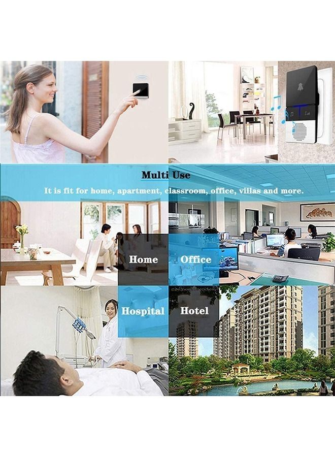 Wireless DoorBell No Battery Required Waterproof Door Bell Chime Kit 650ft Operating Range 4 Levels Volume 32 Melodies 1 Self-Powered Push Button and 1 Plug-in Receiver