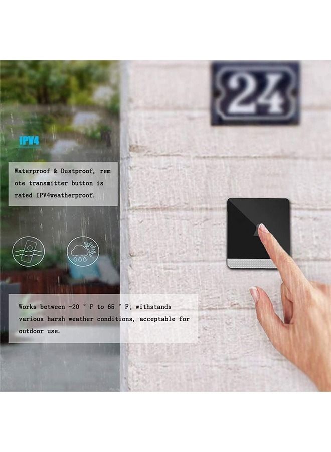 Wireless DoorBell No Battery Required Waterproof Door Bell Chime Kit 650ft Operating Range 4 Levels Volume 32 Melodies 1 Self-Powered Push Button and 1 Plug-in Receiver