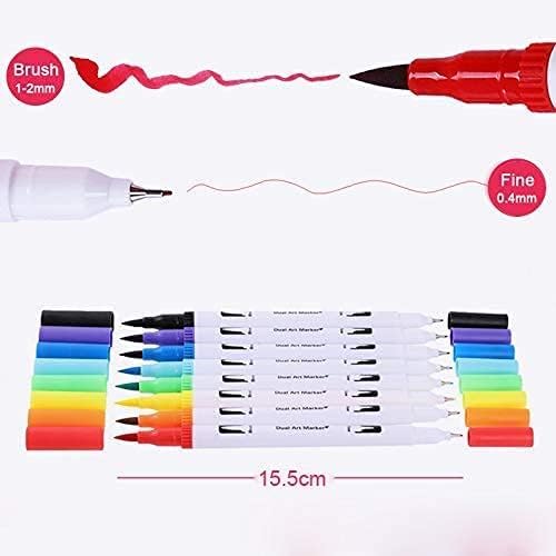 Generic Dual Tip Watercolour Brush Marker Set, Fine Liner & Flexible Brush Pens for Art & Calligraphy, pack of 12  - Image 5