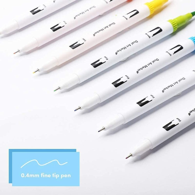 Generic Dual Tip Watercolour Brush Marker Set, Fine Liner & Flexible Brush Pens for Art & Calligraphy, pack of 12  - Image 2