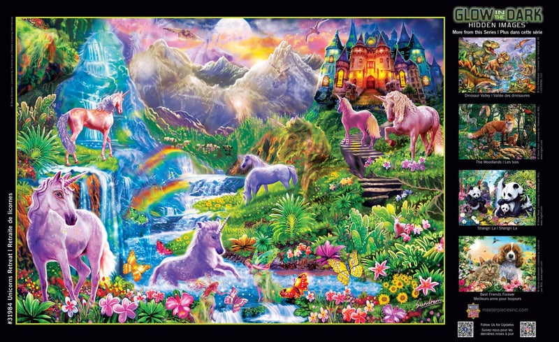 MasterPieces 500 Piece Jigsaw Puzzle Glows in the Dark Hidden Images Unicorns Retreat Fun for Adults Family Kids 15 x 21 - Image 4
