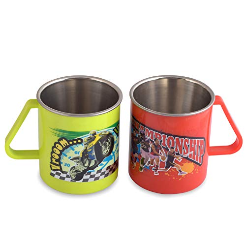 SAURA- Joy Milk and Coffee Mug with Steel Inner 330 ml- Set of 2 Assorted (Red and Green) - Image 1