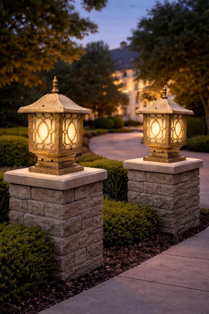 Weldecor Antique Gate Lights for Outdoor Waterproof | Aluminum Casting Gate Light Lamp | LED Compatible Gate Light Set of 2PC - Image 3