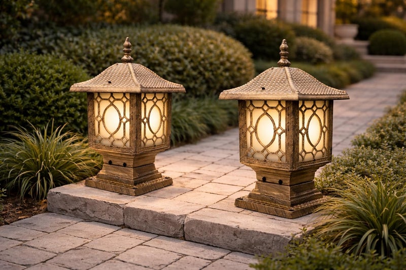 Weldecor Antique Gate Lights for Outdoor Waterproof | Aluminum Casting Gate Light Lamp | LED Compatible Gate Light Set of 2PC - Image 5