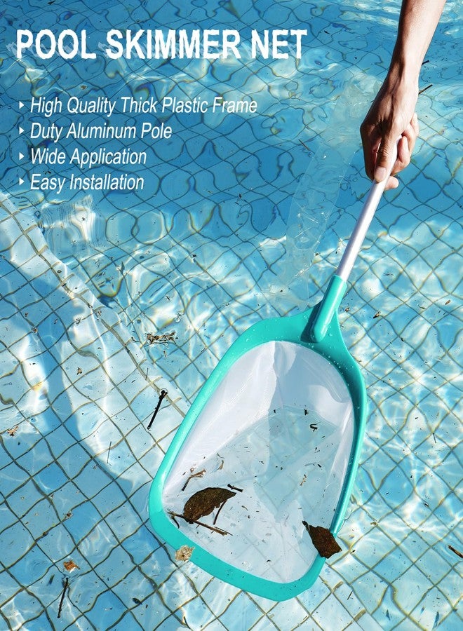 TOBEHIGHER Pool Skimmer Net with Pole, 27", Hot Tub Skimmer Net, Pool Skimmer Net with Pole, Deep Ultra Fine Mesh Net Skimmer Rake, Pond Small Kid Kiddie Inflatable Pool - Image 2