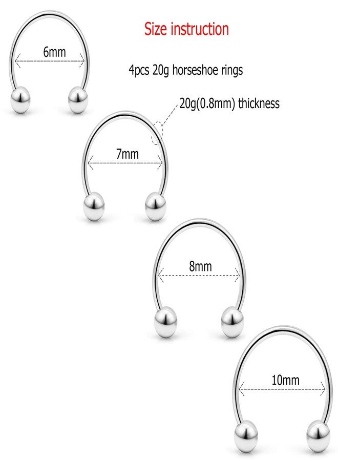 NewkeepsR 4PCS-20G(0.8mm) Thin Horseshoe Septum Piercing Jewellery Horse Shoe Nose Ring for Women, Medical Implant Circular Smiley Piercing Jewelry - Image 2
