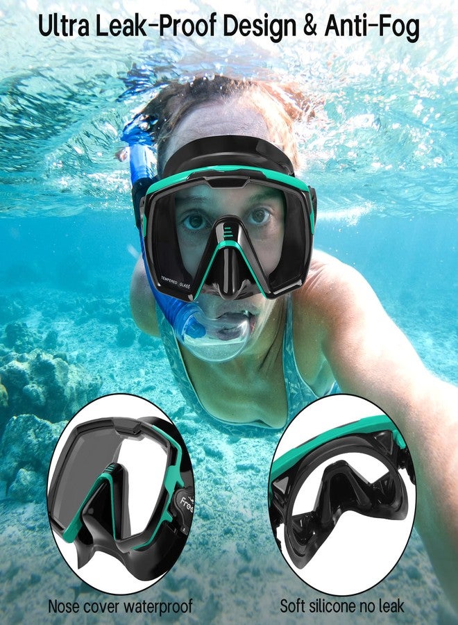 Freela Adult Swim Goggles Mask for Adult Men Women with Nose Cover, Pool Water Beach Swimming Goggles Mask Anti Fog No Leakage, 180° Clear View Low Inner Volume Wide Vision Underwater Green Comfort - Image 4