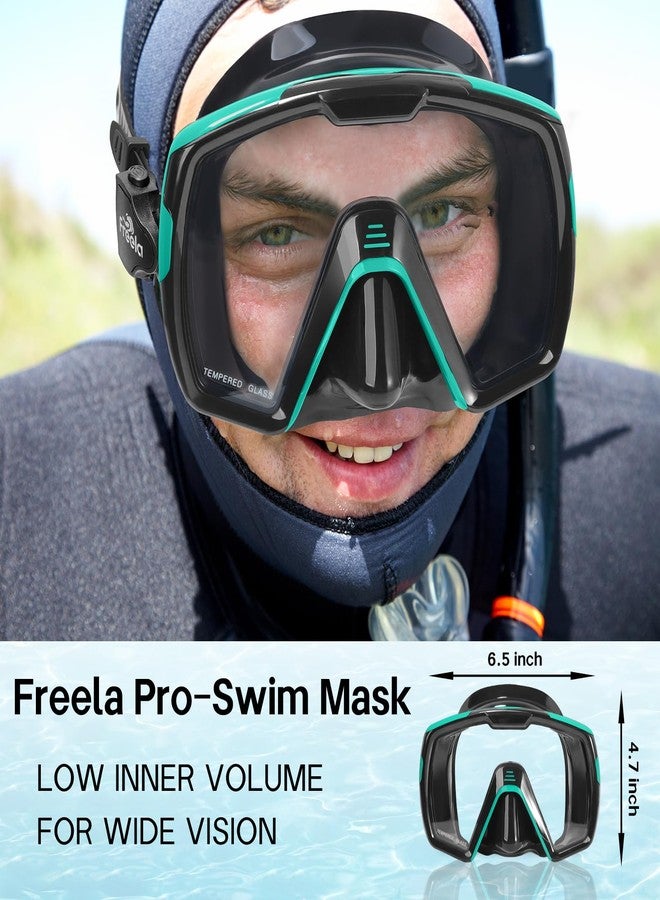 Freela Adult Swim Goggles Mask for Adult Men Women with Nose Cover, Pool Water Beach Swimming Goggles Mask Anti Fog No Leakage, 180° Clear View Low Inner Volume Wide Vision Underwater Green Comfort - Image 2