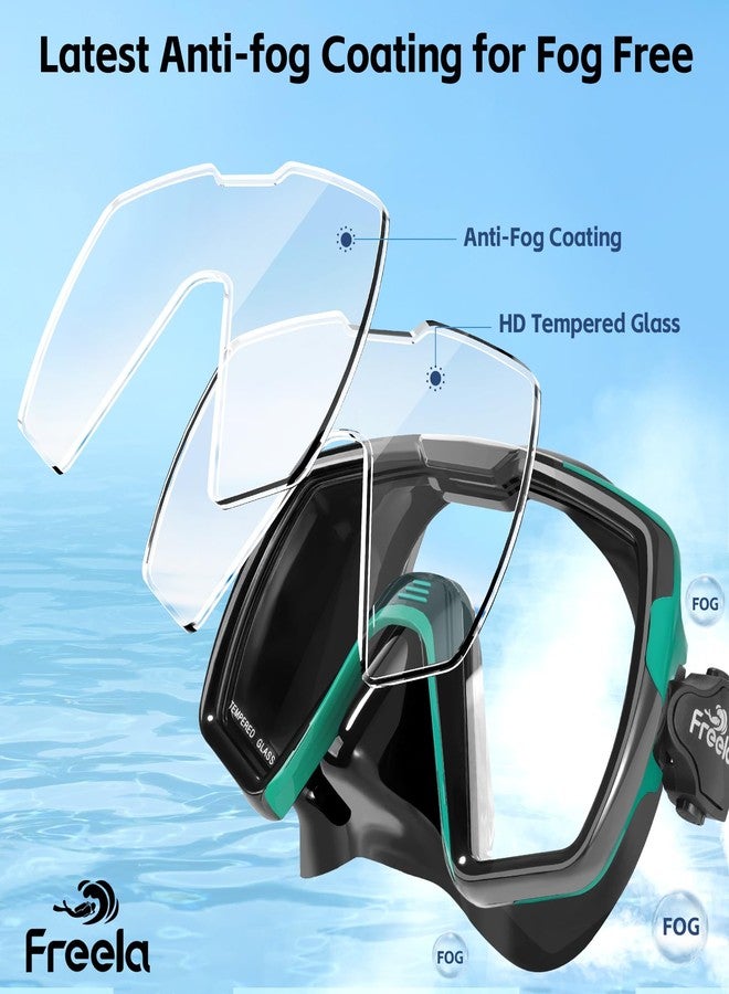 Freela Adult Swim Goggles Mask for Adult Men Women with Nose Cover, Pool Water Beach Swimming Goggles Mask Anti Fog No Leakage, 180° Clear View Low Inner Volume Wide Vision Underwater Green Comfort - Image 3