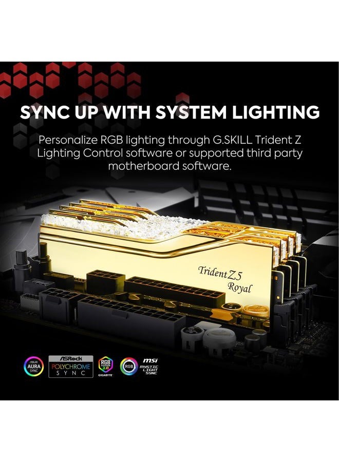 G.Skill Trident Z5 Royal Series DDR5 RAM (Intel XMP 3.0) 48GB (2x24GB) 7200MT/s CL36-46-46-115 1.35V Desktop Computer Memory U-DIMM - Gold (F5-7200J3646F24GX2-TR5G) - Image 5
