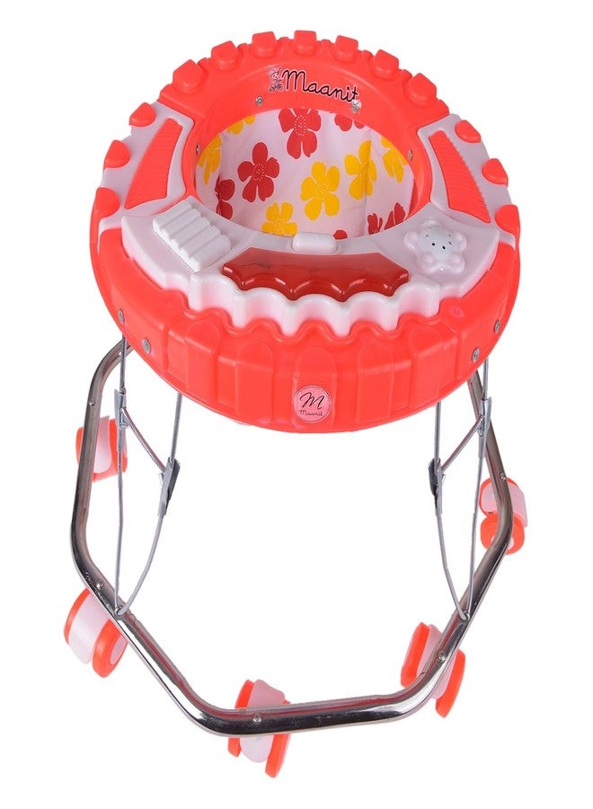 Maanit Walker with Foldable,Cushion Seat | Activity Walker Design for Baby with Musical Toy Bar | Walker Boys and Girls (Red) - Image 1