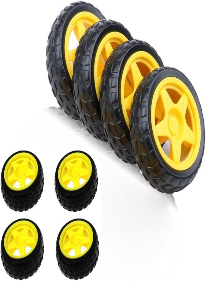 QBM Robotic Wheel Set, 46mm Mini BO Motor Wheels with Nylon Hubs for Arduino UNO Smart Car, DIY Robotics Projects, (Pack of 4) - Image 1