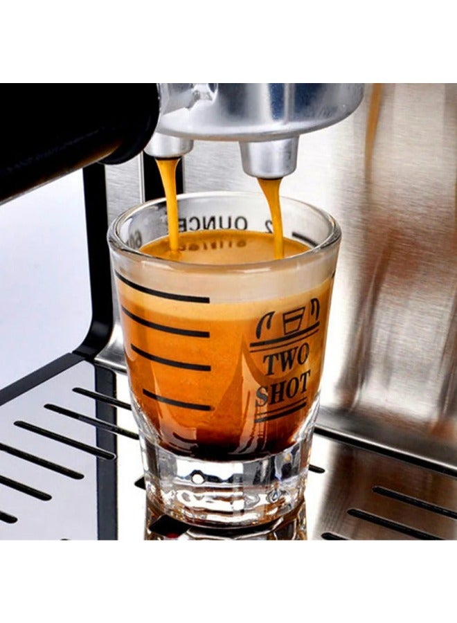 RANK Coffee Glass Espresso Measuring Cup Scale Clear Two Shot 60ML  - Image 1