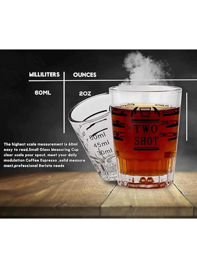 RANK Coffee Glass Espresso Measuring Cup Scale Clear Two Shot 60ML  - Image 3