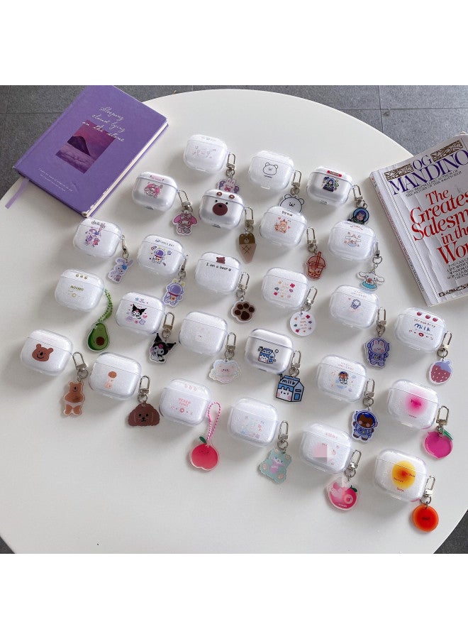 Cartoon Airpods3 Protective Case Cute Simple Suitable For Apple 1/2 Generation Earphone Case TPU Transparent Soft Case-Color:Hula Hoop Bear + Same Pendant-Model:i12  - Image 2