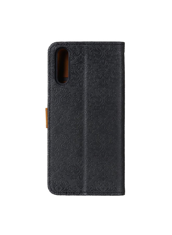 For Sony Xperia Ace II European Floral Embossed Copper Buckle Horizontal Flip PU Leather Case with Holder & Card Slots & Wallet & Photo Frame(Black)