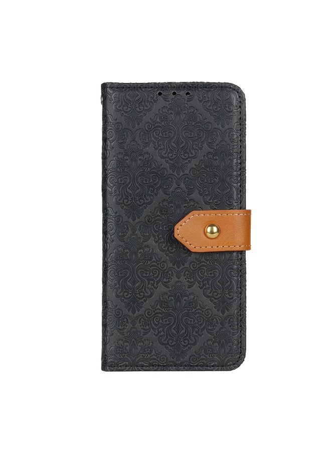 For Sony Xperia Ace II European Floral Embossed Copper Buckle Horizontal Flip PU Leather Case with Holder & Card Slots & Wallet & Photo Frame(Black)