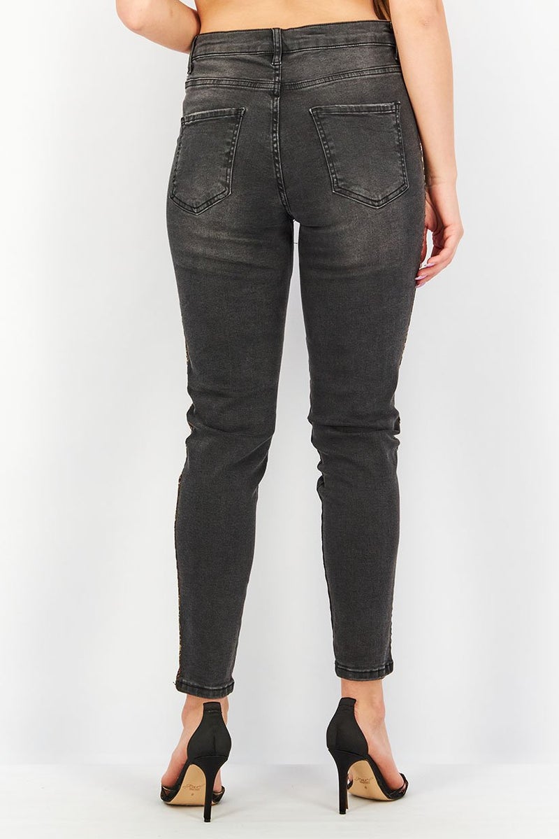DeFacto Women Skinny Fit Washed Stretchable Jeans, Dark Grey - Image 3