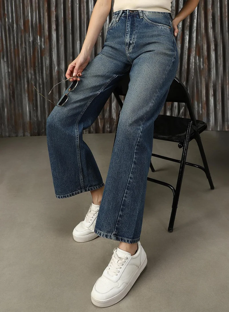 هاي ستار Women's Indigo 100% Cotton Distressed Jeans