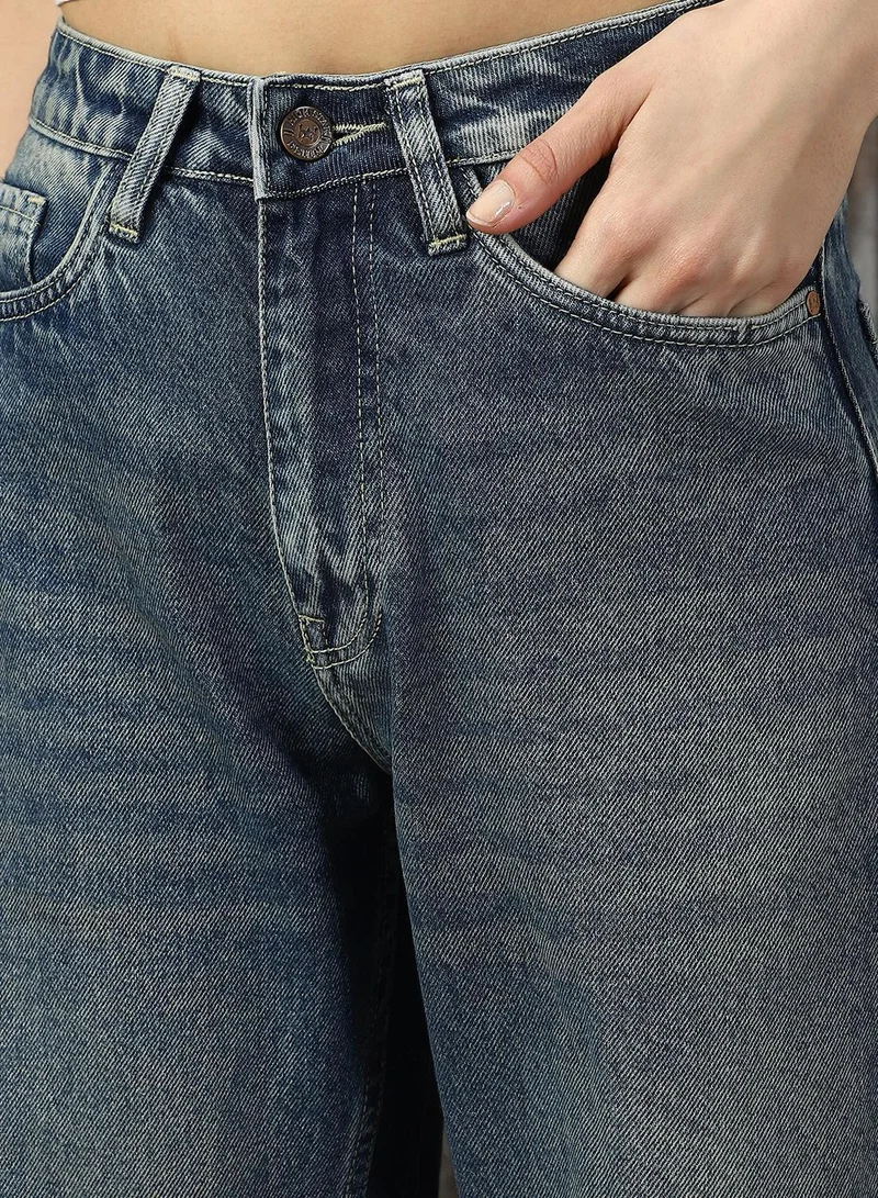 هاي ستار Women's Indigo 100% Cotton Distressed Jeans