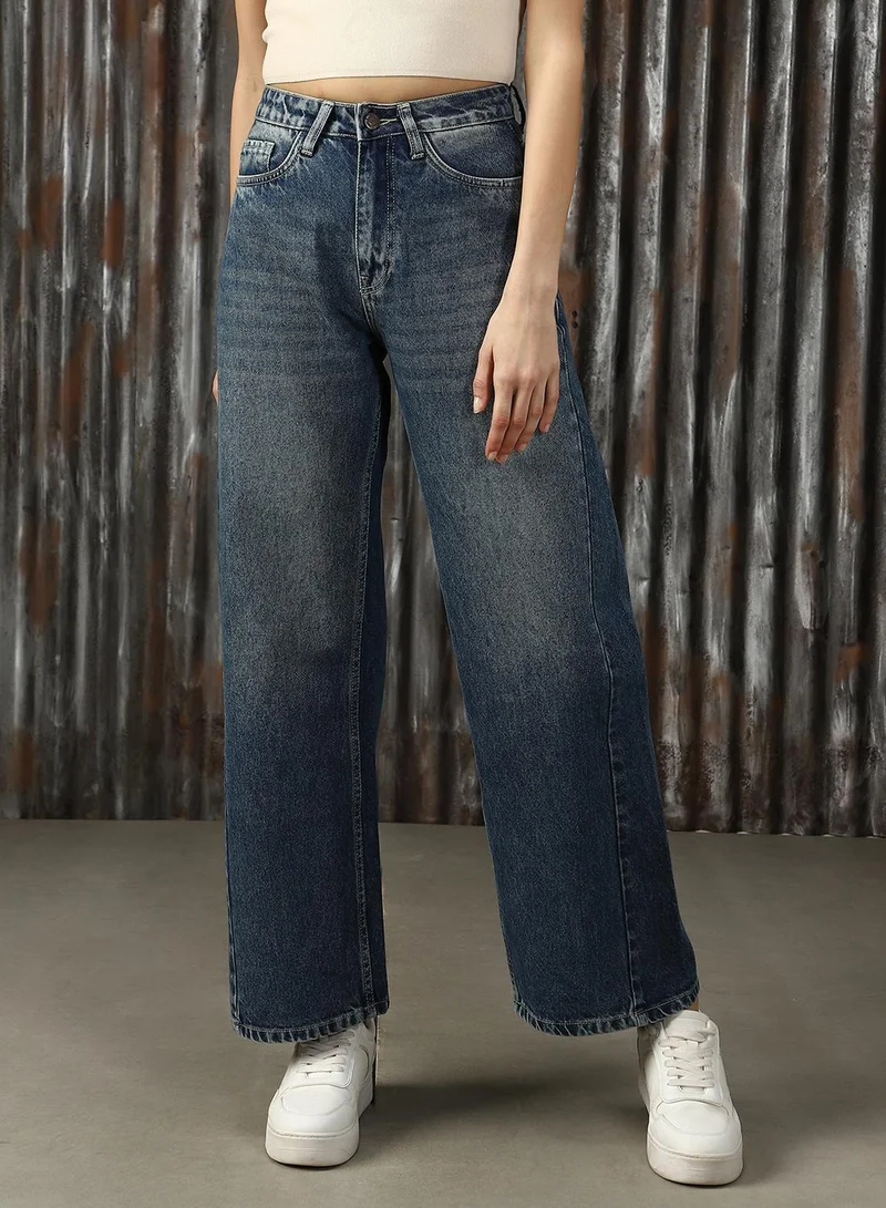 هاي ستار Women's Indigo 100% Cotton Distressed Jeans