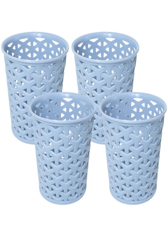 MORVI Linea Small Round Plastic Multipurpose Organizer For Kitchen, Bathroom, Salon, Office|Stationery,Cutlery,Pen,Makeup Brushes Holder|Hanging Toothbrush Stand |Pack Of 4 | LIGHT GREY - Image 1