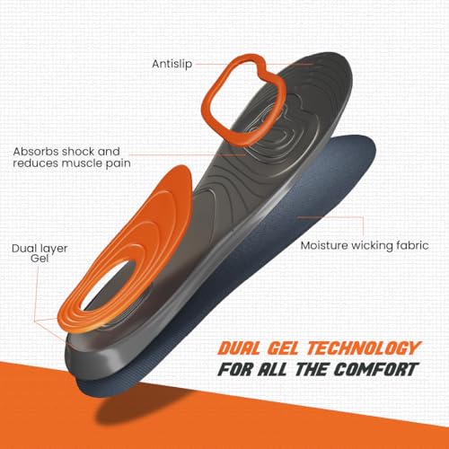 SNEAKARE Large Gel Insoles for Men & Women (1 Pair) – Soft, Anti-Slip Shoe Insole with Shock Absorption, Trimmable Inner Sole for Shoes, Sneakers, Boots & Casuals (UK7 to UK11.5) - Image 5