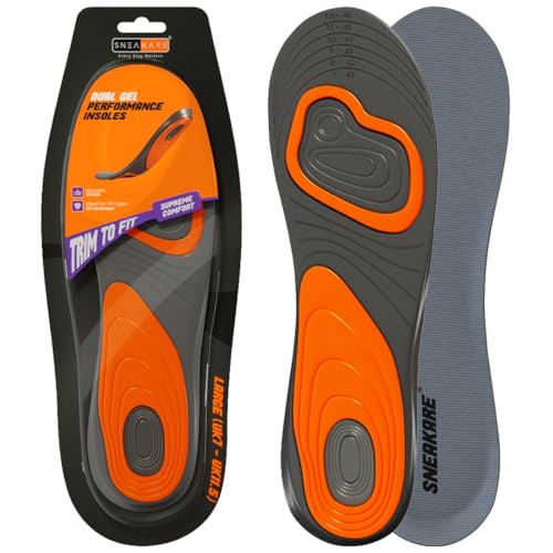 SNEAKARE Large Gel Insoles for Men & Women (1 Pair) – Soft, Anti-Slip Shoe Insole with Shock Absorption, Trimmable Inner Sole for Shoes, Sneakers, Boots & Casuals (UK7 to UK11.5) - Image 1