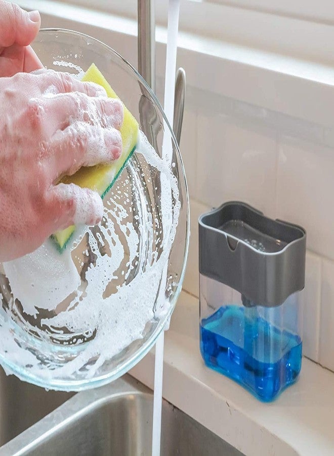 UMADEV 2 in 1 Soap Dispenser for Bathroom Accessories Dishwasher Liquid Holder Liquid Dispenser Pump 400 ML with Sponge Holder Kitchen Sink Accessories Items (Multi-Color) - Image 2