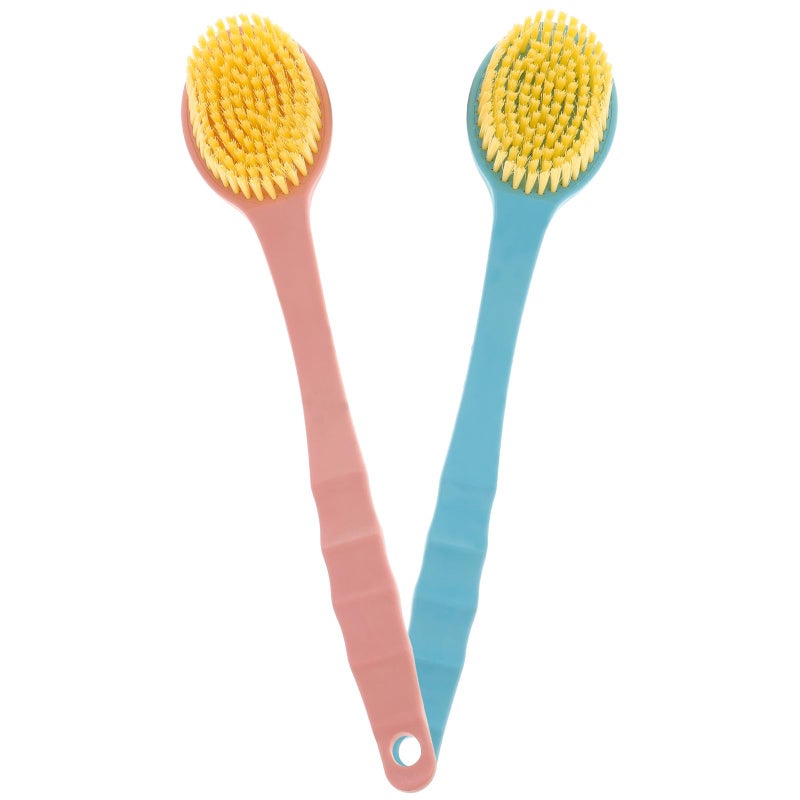 Soft Bristles Long Handle Back Scrubber 2 Pack Shower Exfoliating Massage Brush for Men Women - Image 2