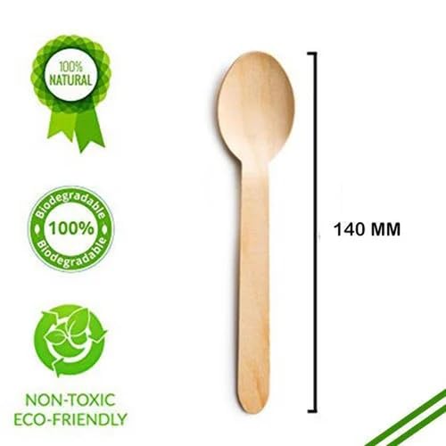 Flavoma ملاعق وشوك فلافوما القابلة للاستخدام لمرة واحدة 140 مم مجموعة 50 مع غطاء أدوات مائدة خشبية مثالية لحفلات عيد الميلاد للأطفال وحفلات الزفاف والاحتفالات صديقة للبيئة عضوية طبيعية - Image 3