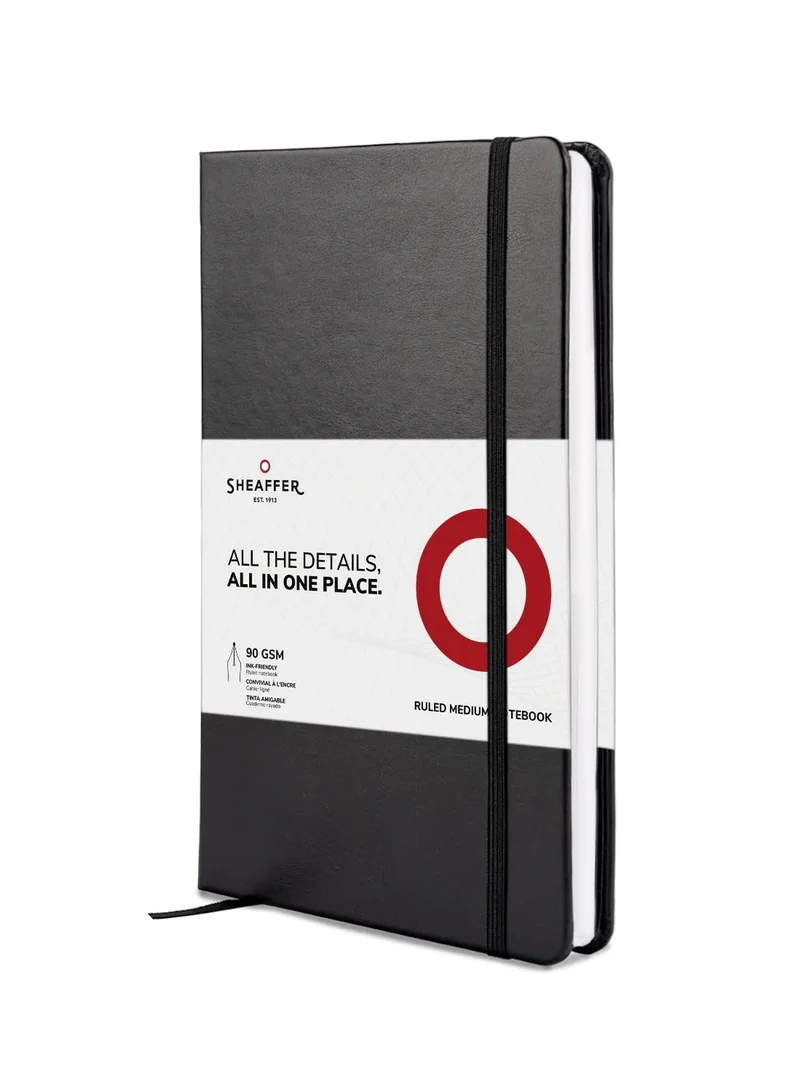 شيفر مجموعة هدايا Sheaffer® مع قلم حبر جاف S100 9313 باللون الأسود اللامع مع حواف من الكروم ودفتر ملاحظات متوسط الحجم