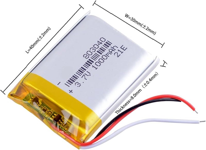 5PCS 3 7V 1000mAh Rechargeable Lithium Ion Battery 3 Wires For Electronics - Image 3