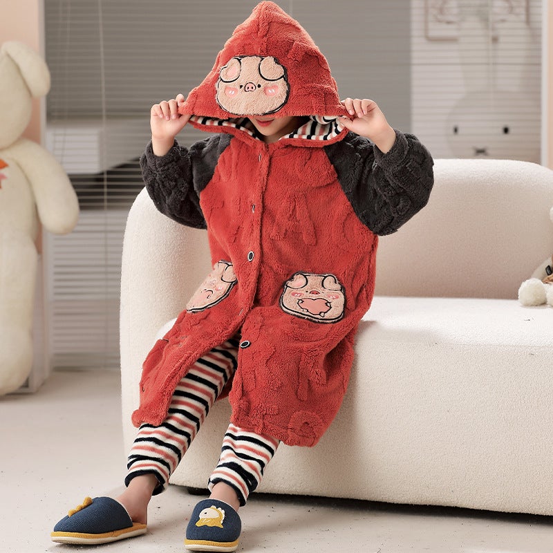 Children'S Pajamas For Boys, Coral Fleece, Thickened, , Boys' Sleepwear, Bathrobe - Image 1