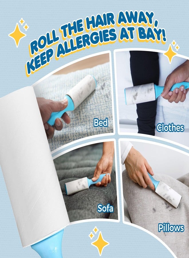 SunGrow Pet Lint Rollers for Dogs and Cats, Extra Sticky Adhesive, 2 Portable Fur/Hair Animal Hair Lifter for Clothes, Furniture, Carpet, Easy to Tear Dust Cleaner Brush, Blue Handle, 8” x 2” - Image 4